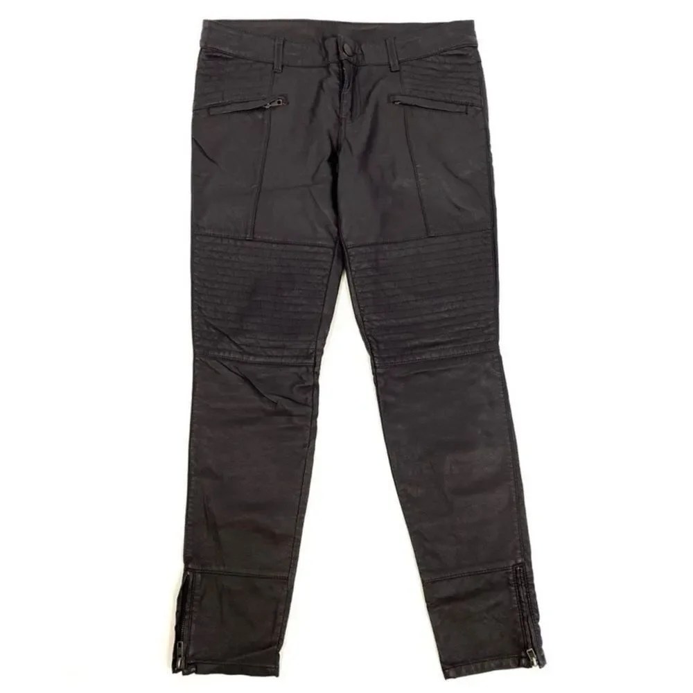 New Free People Women's US Size 8 Faux Leather Biker Skinny Ankle Pants NWT